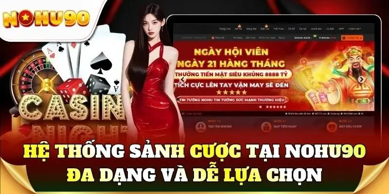 Hệ thống sảnh cược tại Nohu90 đa dạng và dễ lựa chọn